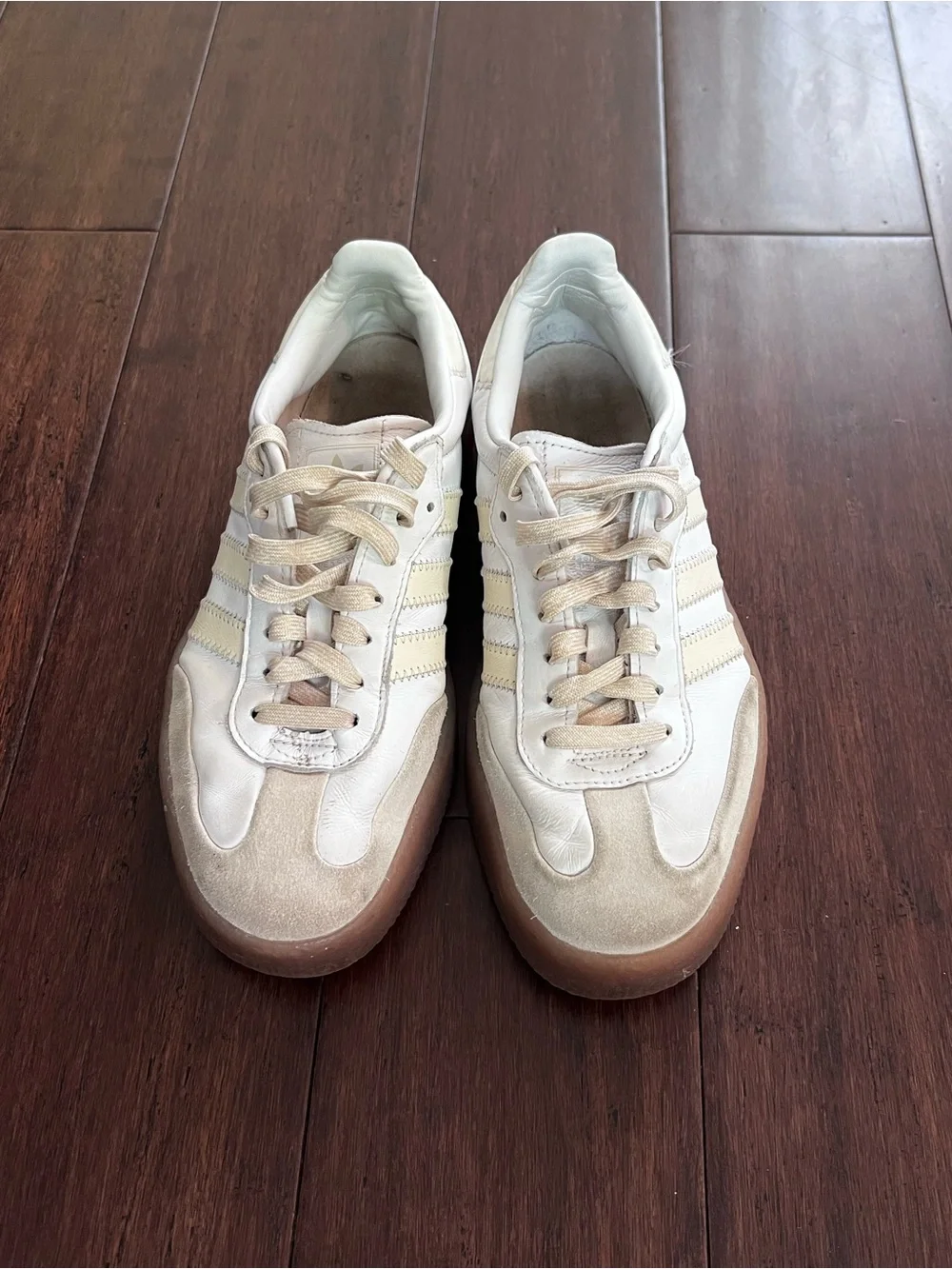 Samba adidas Cream White Tan Brown Low-Top Sneakers